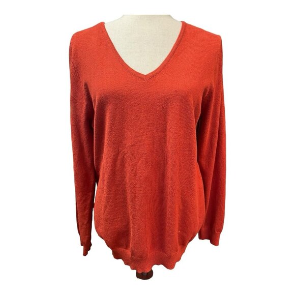 Love Ellie Back Detail V-Neck Pullover Sweater~Size Large~Burnt Orange ~ L8 12 - Picture 1 of 11